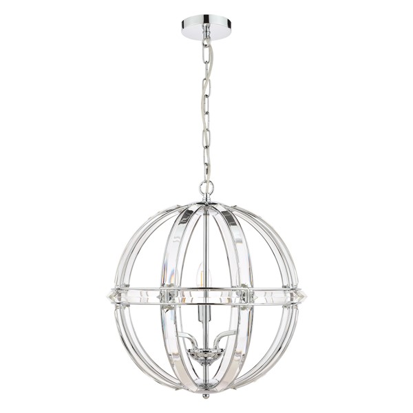 (image for) Laura Ashley Aidan 5lt Pendant Glass & Polished Chrome